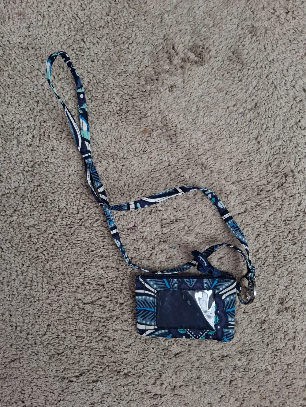Vera Bradley Navy Floral Pattern Landyard ID Wallet - Picture 1 of 8